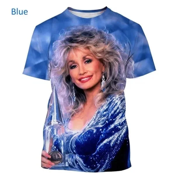 Neues Dolly Parton T-Shirt Unisex Doppelseitiges Porträt Kurzarm-Oberteil Country-Musik-Fan Lässige Streetwear T-Shirts Familien-Partnerlook – Detail 5