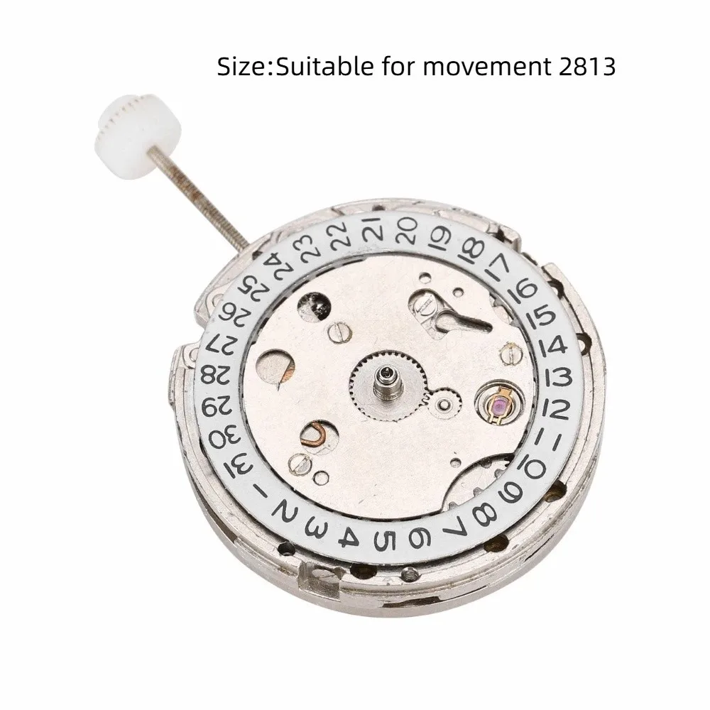 

Automatic type Watch Movement Three hands Single calendar Mechanical Core Red wheel White tone Watch Part for 2813 movement