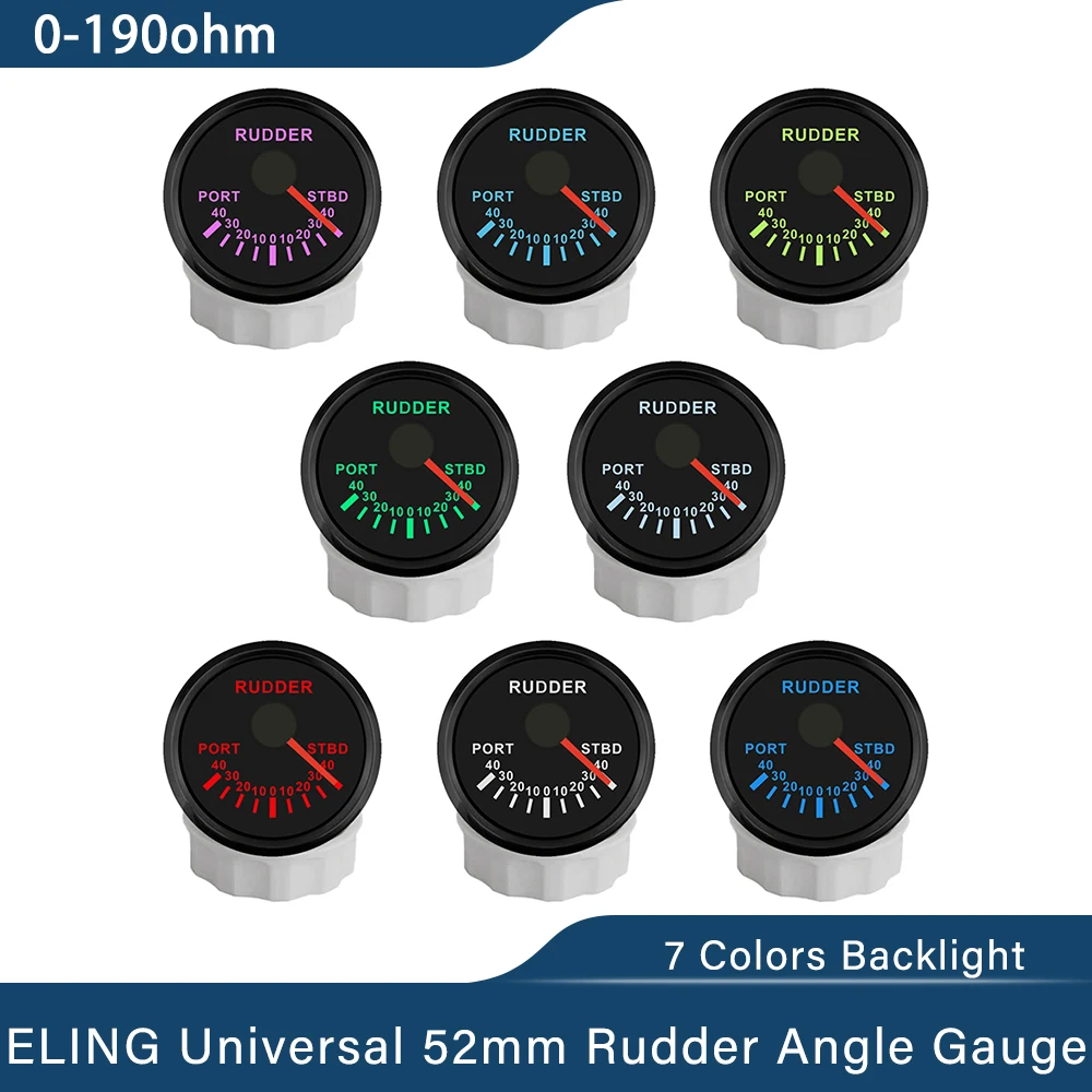 

ELING 52mm Rudder Angle Indicator Gauge 0-190ohm Signal with 7 Colors Backlight with Sensor 12Volts 24V for Ships Boat Yacht