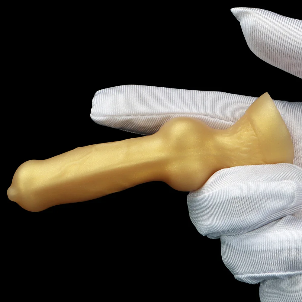 Entry-level Female Masturbator Golden Mini Dog Dildos Realistic Animal Penis Small Wolf Dick Anal Sex Soft Toys For Women 18+