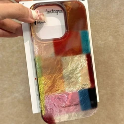 Luxury Vortex pattern color grid splicing Case for Xiaomi Redmi Note 13 12 12s 11 11s 10 9 9s 8 7 Pro Plus 4G 5G Feather Texture