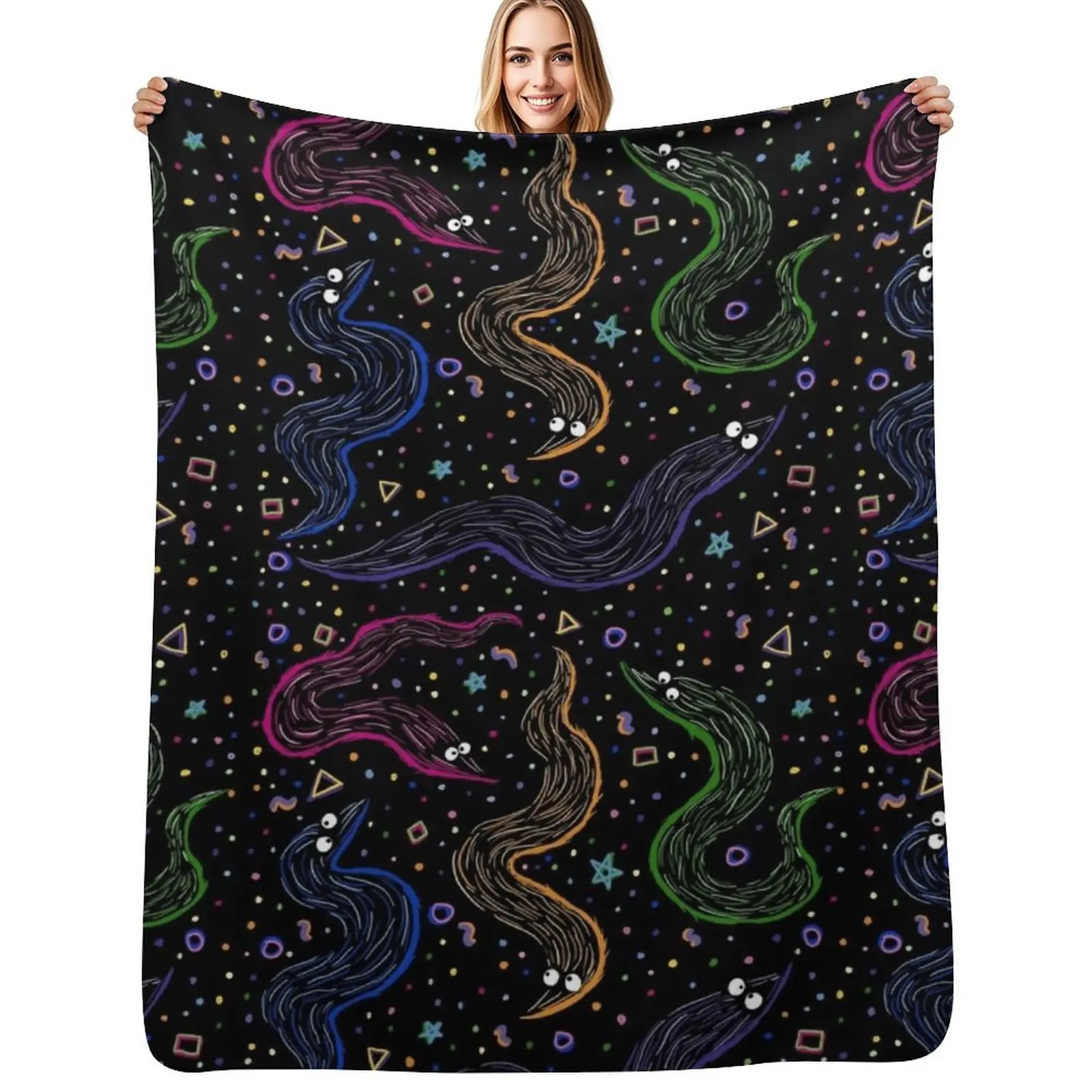 Bowling Worm On A String Throw Blanket Cozy Sofa Blanket for TV Watching Napping