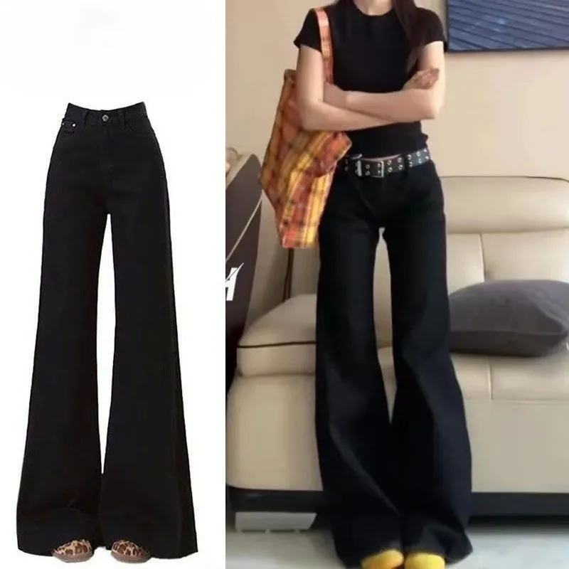 Bootcut Jeans Woman Plus Size Women Stained Boyfriend Shop Downtown Chicly Perfect Wash Lapel Side Waisted Fall Frayed Fashion