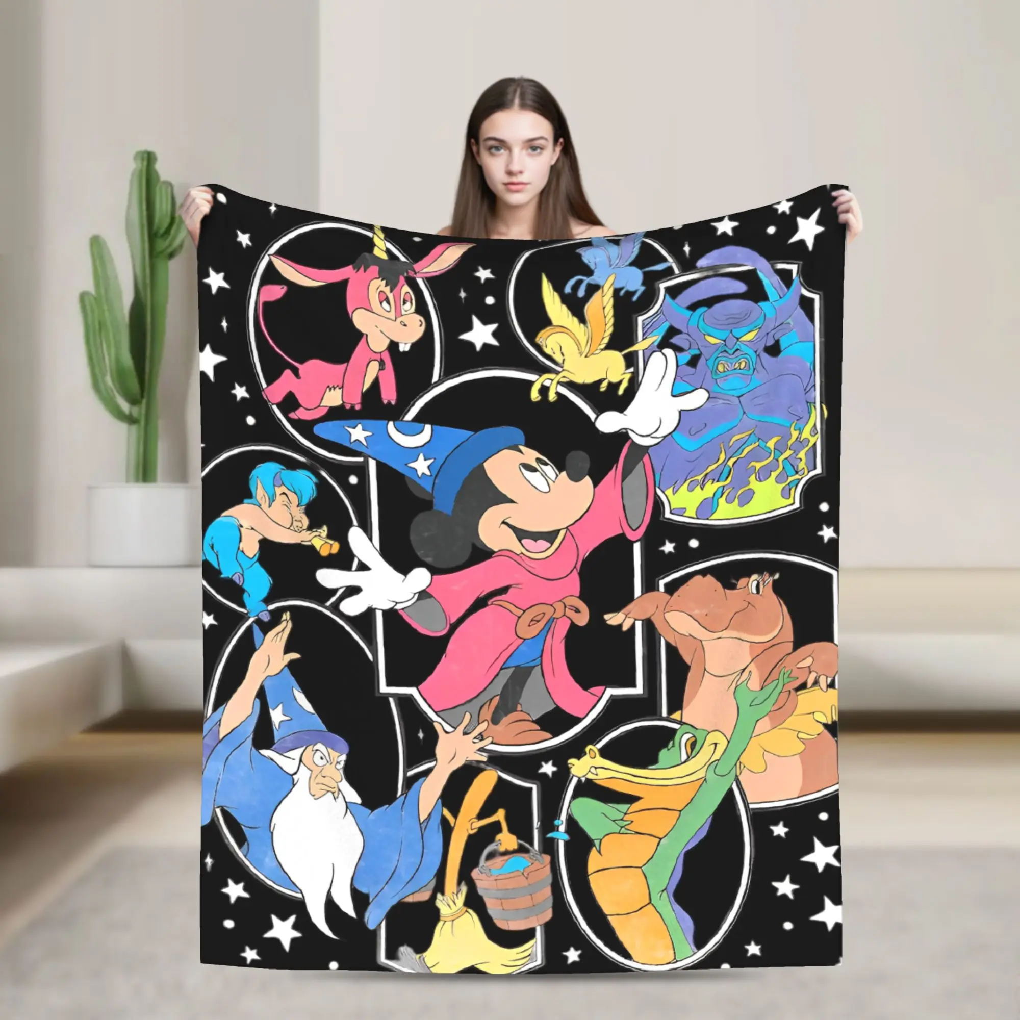 

Одеяло Fantasia с Микки Маусом, цвета, флисовые одеяла с волшебными персонажами, мягкое теплое покрывало для спальни, дивана с принтом