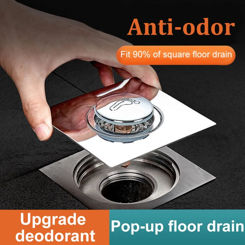 Stainless Steel Press-Type Floor Drain Pop Up Bounce Pedal Type Shower Foot Floor Drain Anti-odor Removable Sewer Floor Strainer