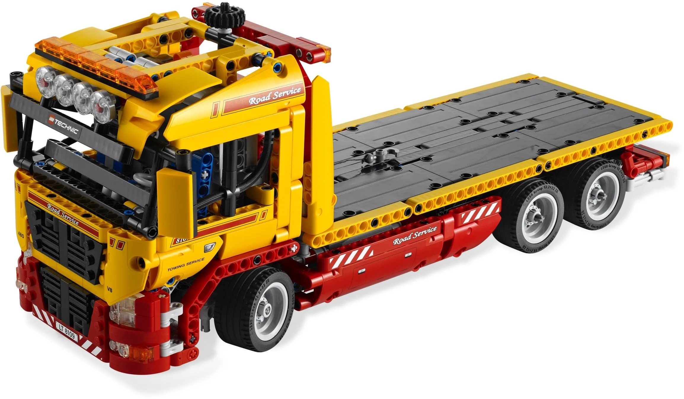 Image of 1115-teiliger Technischer Flachbett-LKW mit Motor und Batterie-Funktion 20021 Baustein-Set 8109 Spielzeugsteine für Kinder