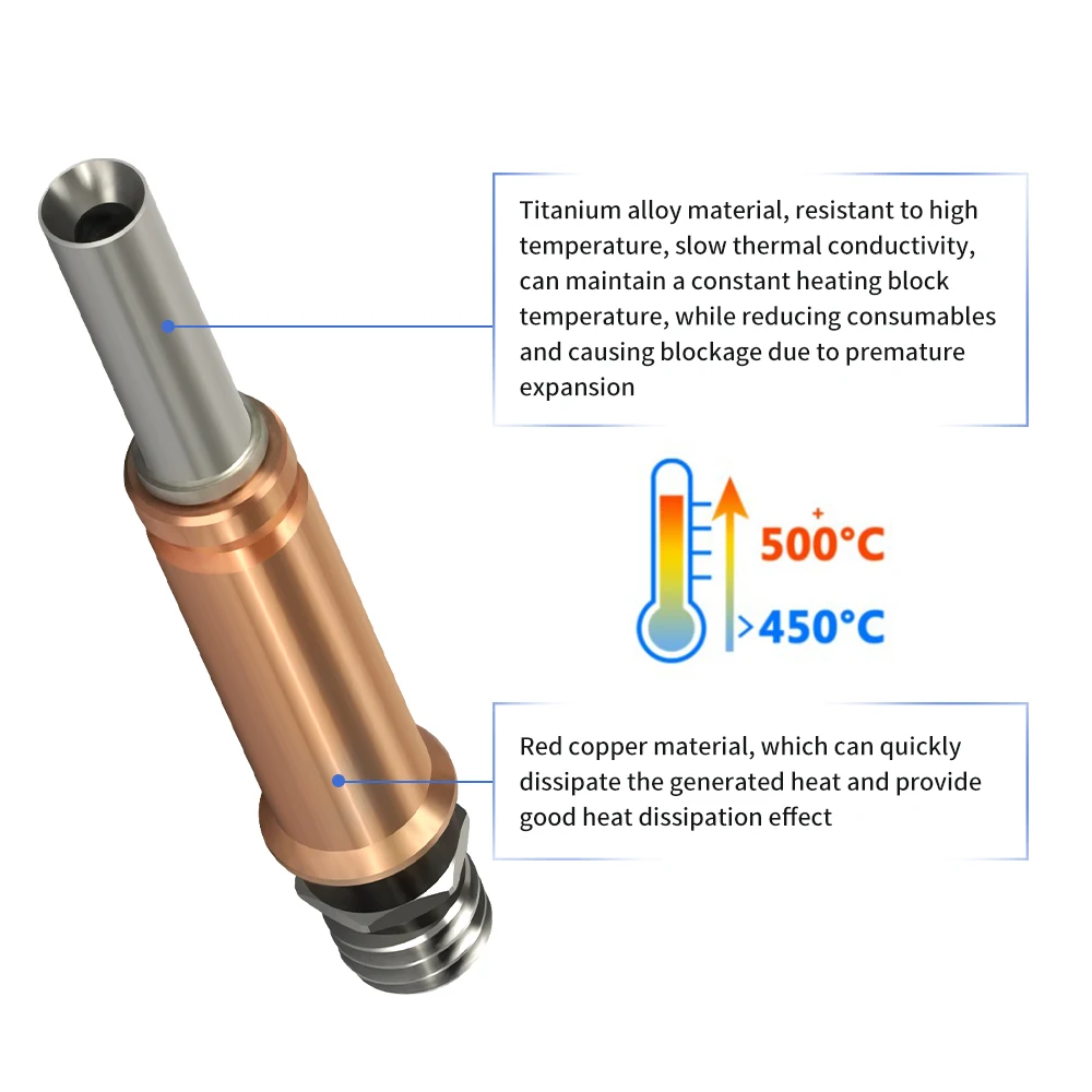 Bimetal Heatbreak Upgrade Throat For Anycubic Kobra 3 Throats For Anycubic Kobra 3 Combo Hotend 3D Printer Akcesoria — zdjęcie produktu 2
