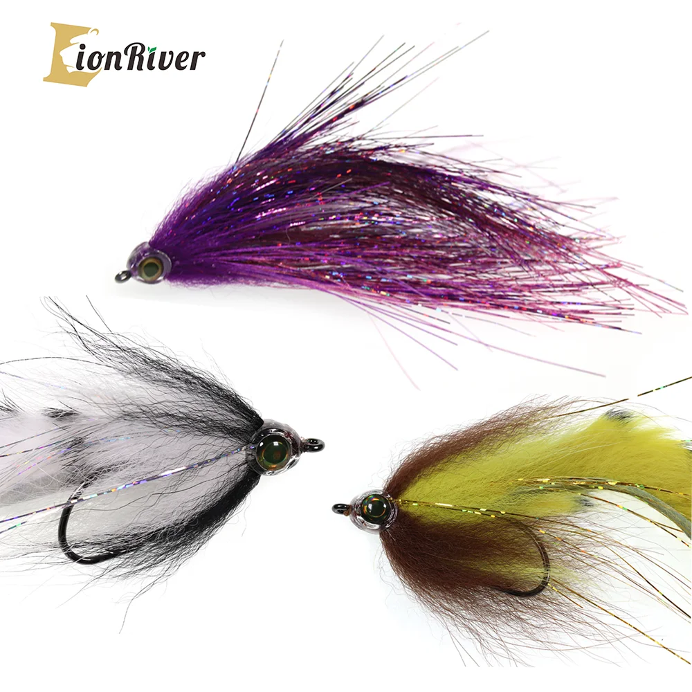 LIONRIVER Saltwater Fishing Bait Streamer Fly Suspending Streamer Musky Bass Pike Salmon Fishing Lure Flies With Steel  Fishhook