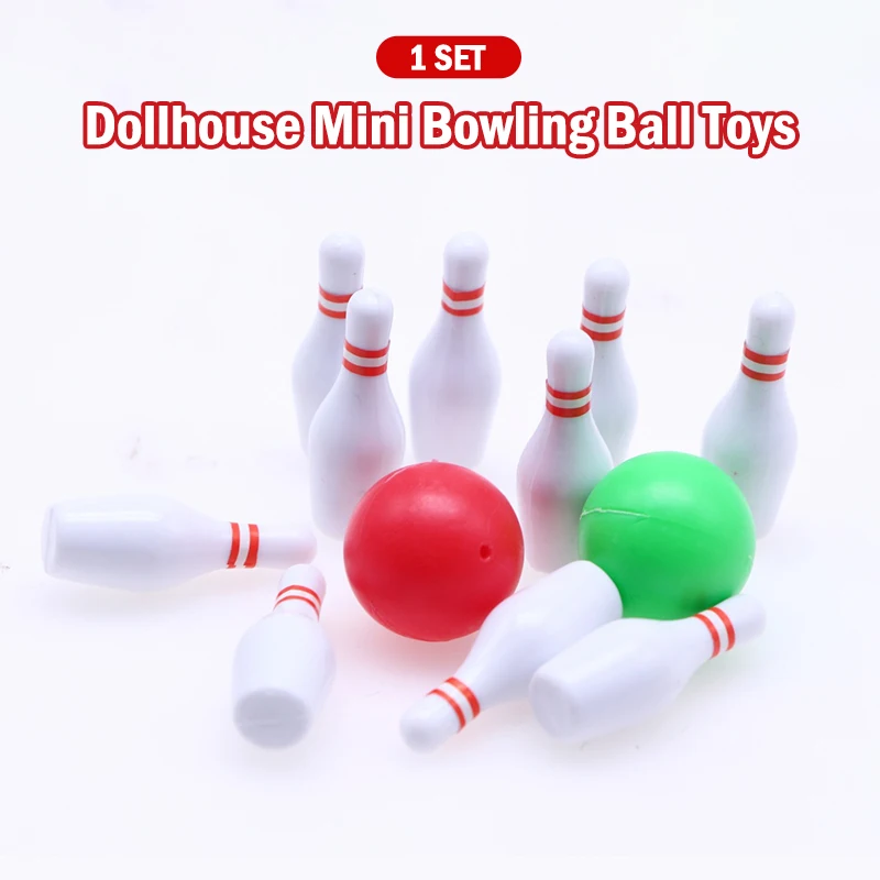 1/12 Simulazione casa delle bambole Palla da bowling Set Casa delle bambole Sport Stadio Scena Decor Puntelli Casa delle bambole Giochi all'aperto Accessori