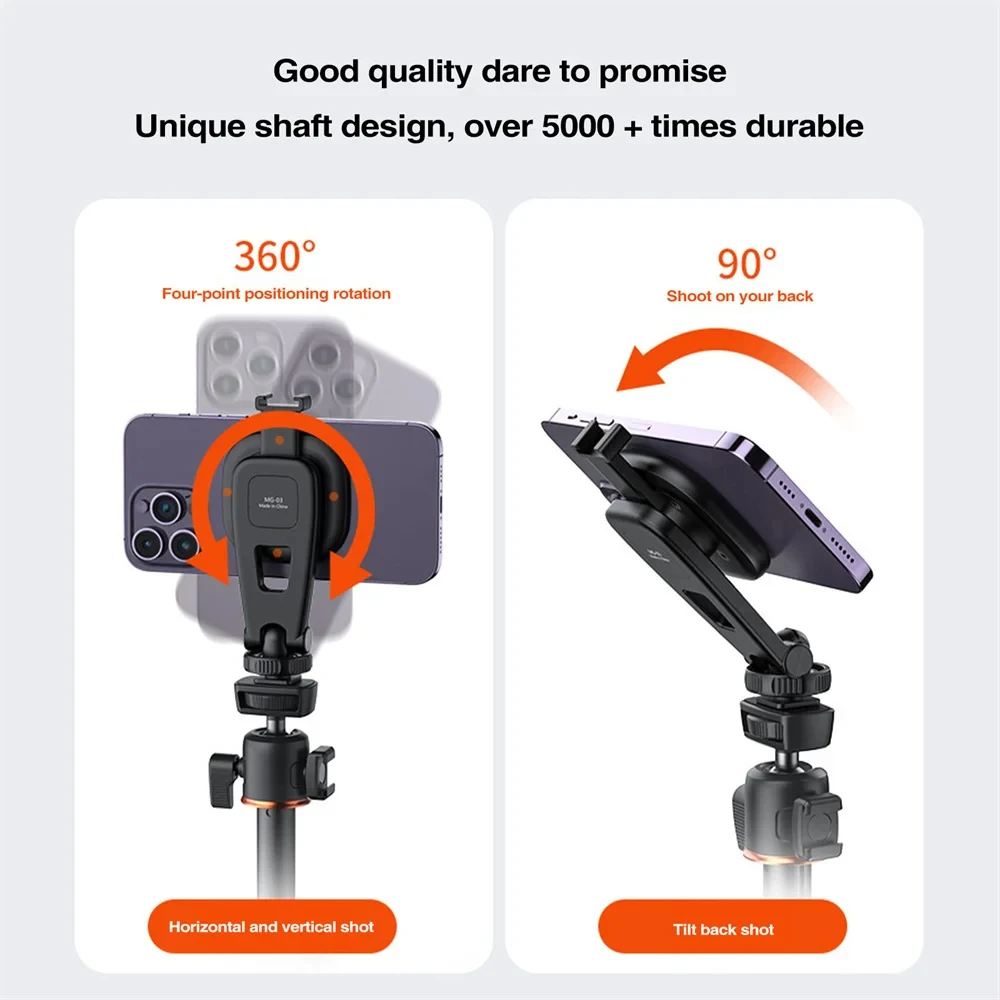 VRIG 360 °   Tripé magnético para telefone, suporte magnético para telefone magsafe, anel de luz de preenchimento para iphone 12 13 14 15 pro max, todos os telefones