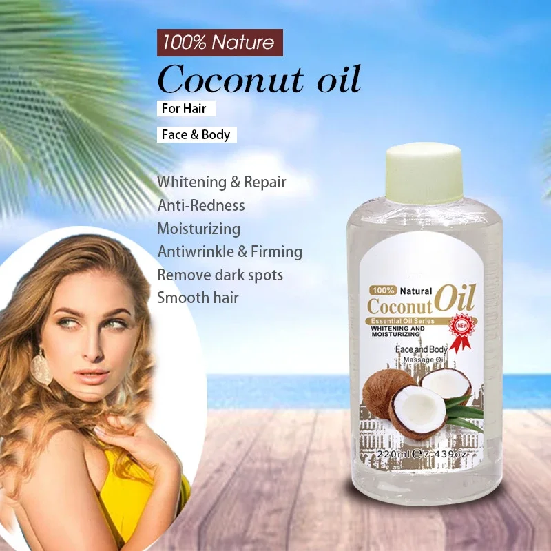 220ml Face Body Coconut Argan Jojoba Castor Massage Oil Shrink Pore Firming Skin Face Oil Deep Relaxate Skincare Body Oil