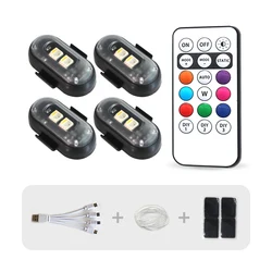 4PCS Wireless LED Strobe Lights with Remote Control,8 Colors Waterproof Anti-Collision USB Charing Led Warning decorate Lights