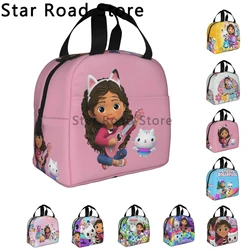 Personalizzato Cartoon Gabbys Dollhouse Lunch Bag uomo donna Gabby Mercat Cooler scatole per il pranzo isolate termicamente per la scuola dei bambini