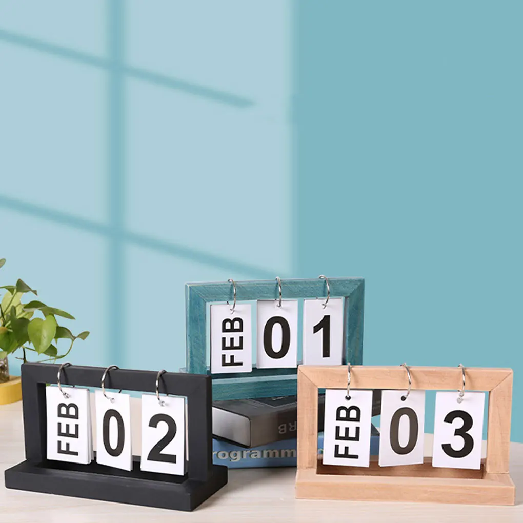 

Bamboo Wood Yellow Desk Accessories Environmentally Friendly Unique Calendar Widely Used Desk Decor