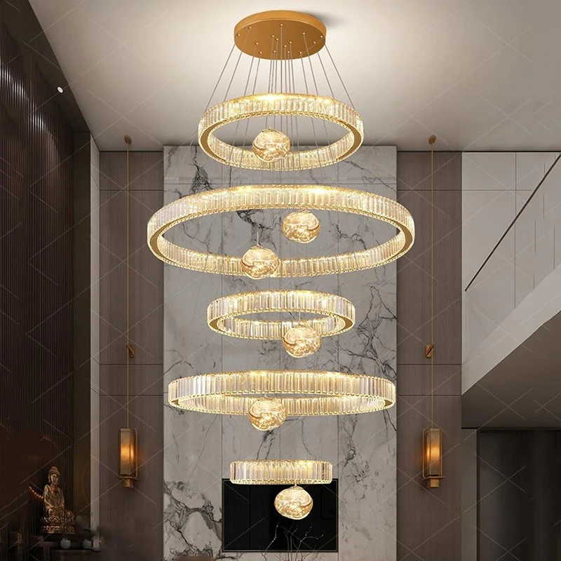 Modern home decoration crystal chandelier, stair Pendant lamp, living room Pendant lights, interior lighting