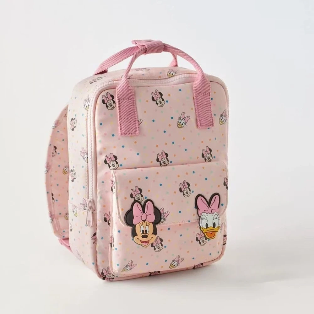 Ransel Kanvas Anak-anak Disney Minnie Daisy Pink Gambar Polka Dot Lucu Hadiah Natal Halloween Tahan Air Ringan