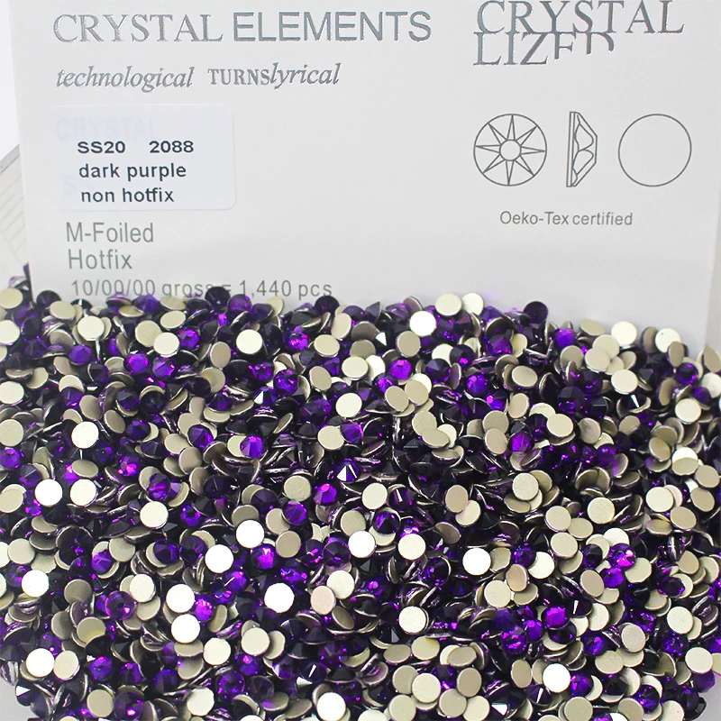 Dark pruple color 8 big and 8 small cut 5A Top quality flat back rhinestones Glue on crystal strass for nail art or wedding