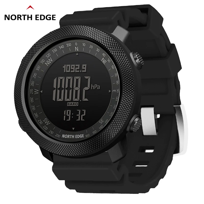 NORTH EDGE Herren Sport Digitaluhr Laufen Schwimmen Militär Armee Uhren Höhenmesser Barometer Kompass wasserdicht 50m Armband