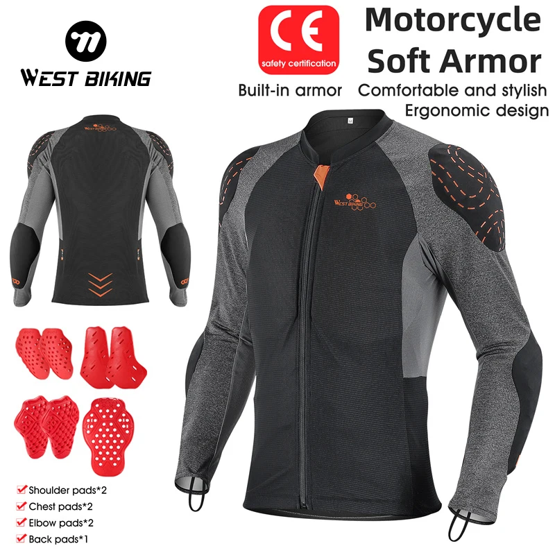 

WEST BIKING Motorcycle Soft Armor Jacket Summer Breathable Cycling Jersey CE Certified Motorcross Racing Bike Protective Gear