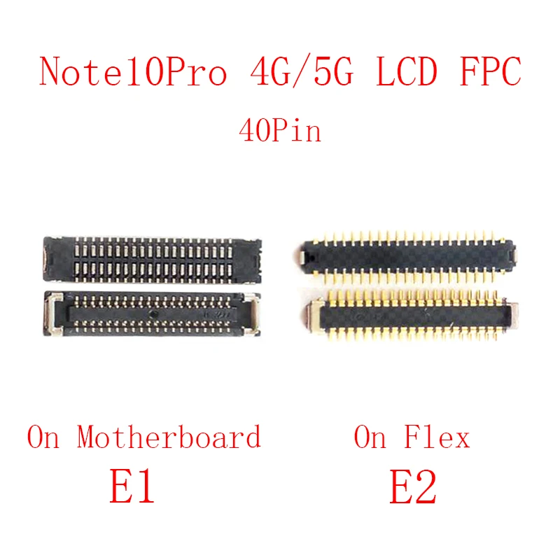 2pcs 30 40 50 60 Pin LCD Screen Usb Charging Battery FPC Connector On Board For Xiaomi Redmi 10/10A/10C/Note 10 Pro 4G/Note10 5G