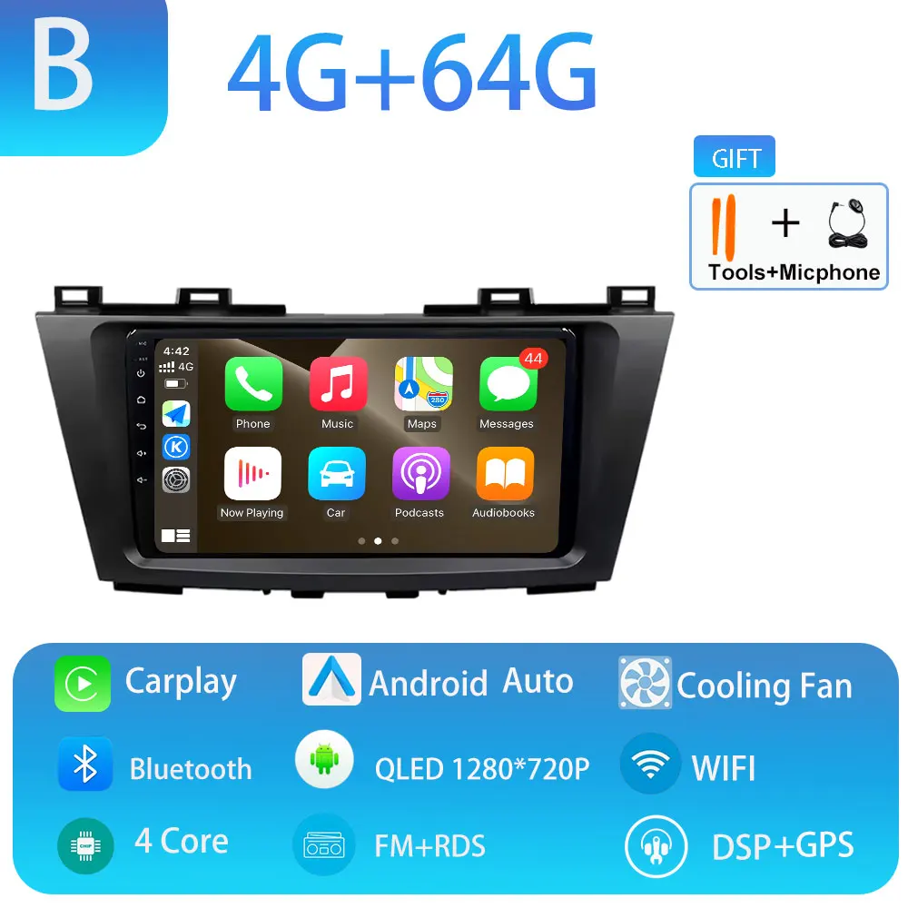 Android 15 Carplay Auto voor Mazda 5 CW 2011 2012 2013 Multimedia Autoradio Navigatie Speler Video WIFI + 4G DSP Geen 2Din DVD