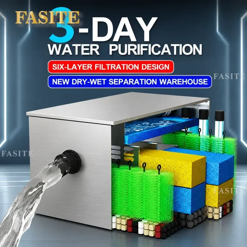 For Large Outdoor Koi Pond Fish Pond Filter Water Circulation System Stainless Steel Filter Box Pool Water Purification