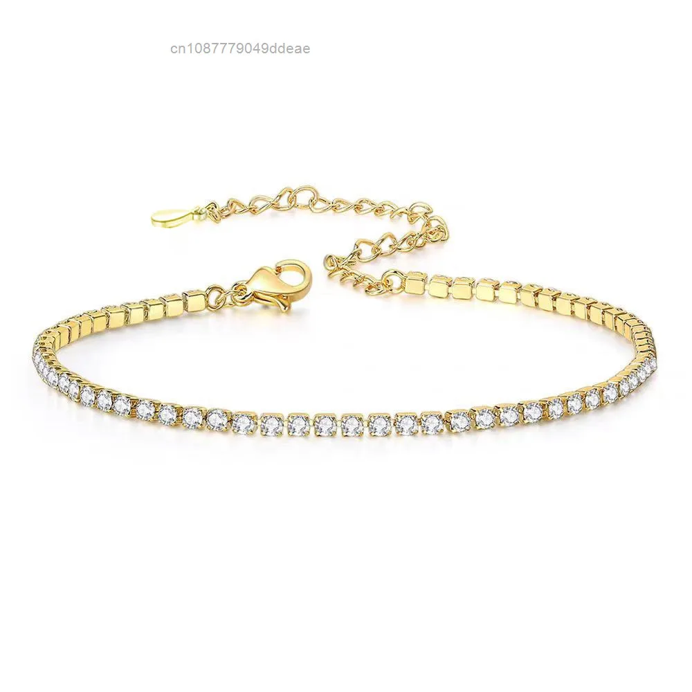 

S925 necklace Moissanite Wholesale 925 Sterling Silver Zircon Tennis Bracelet 18k Gold Plated Moissanite Full Diamond Tennis