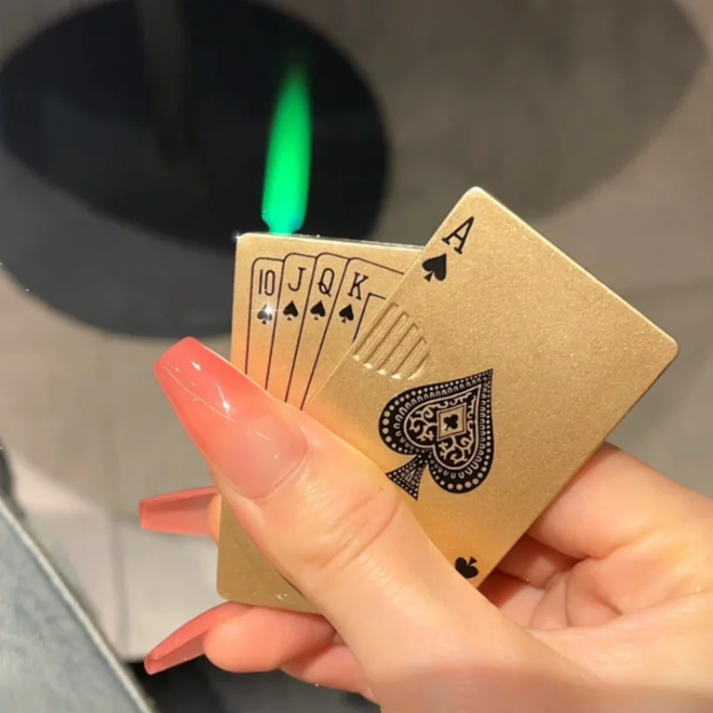 المعادن بوكر بطاقة نفخ أخف يندبروف جيت لهب البيوتان كول المحمولة أخف السجائر اكسسوارات الرجال التدخين هدية #1