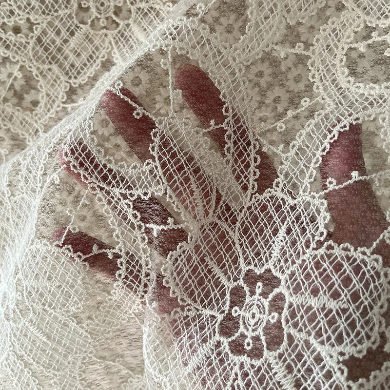 French lace embroidery cotton mesh flower fabric is used for dress wedding dress decoration sewing fabric