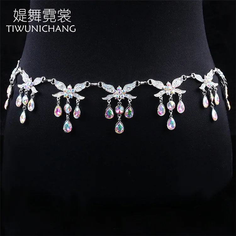 1pcs/lot woman belly dancing waist chain lady rhinestone butterfly dancing belt