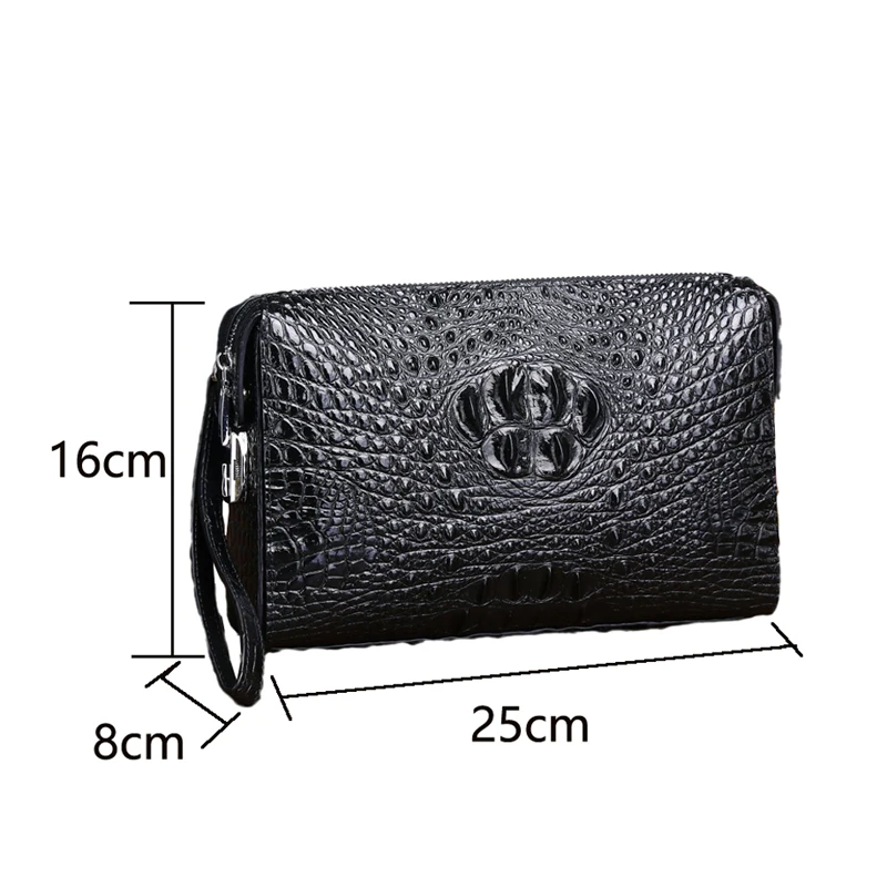 Imagem -06 - Crocodilo Envelope Bolsa de Embreagem Real Maleta de Couro Grande Capacidade Carteira Masculina Alta Qualidade Novo