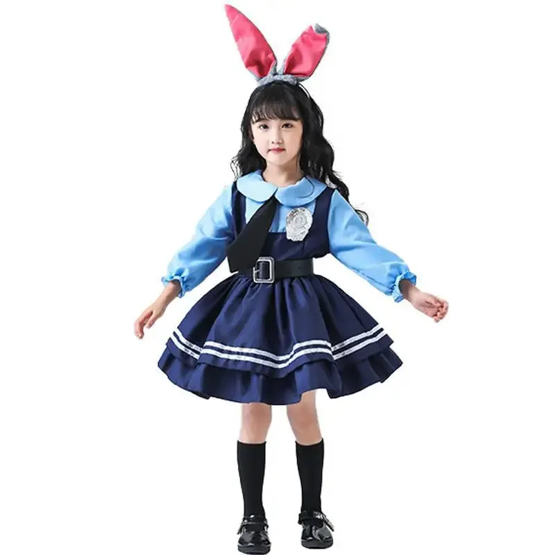Zootopia judy coelho cosplay traje anime figura nick fox woody dos desenhos animados cosplay coelho judy policial roupas de halloween
