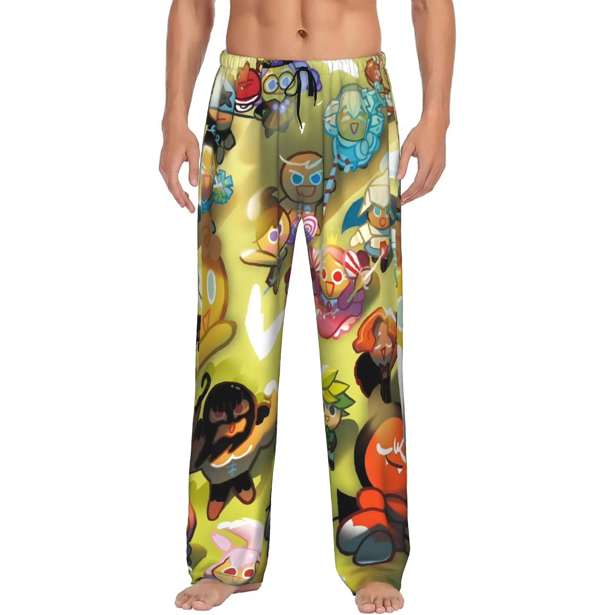 Custom C-Cookie Run Kingdom Pajama Pants Men's Cute Anime Sleepwear Lounge Sleep Bottoms Stretch with Pockets