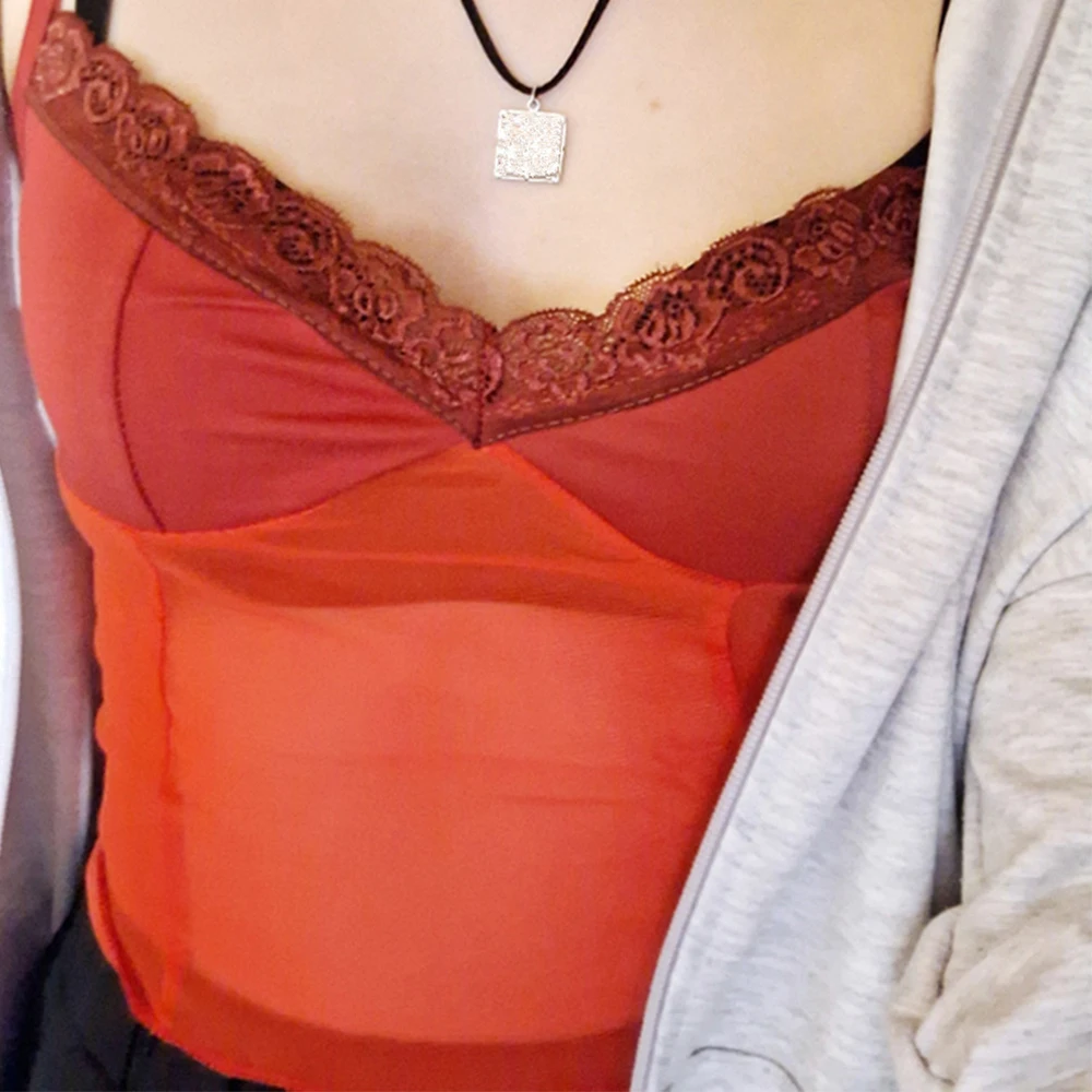 

Fashion Women Red Short Sleeve Sheer Mesh Tops Sexy See Through Tee Blouse Clubwears