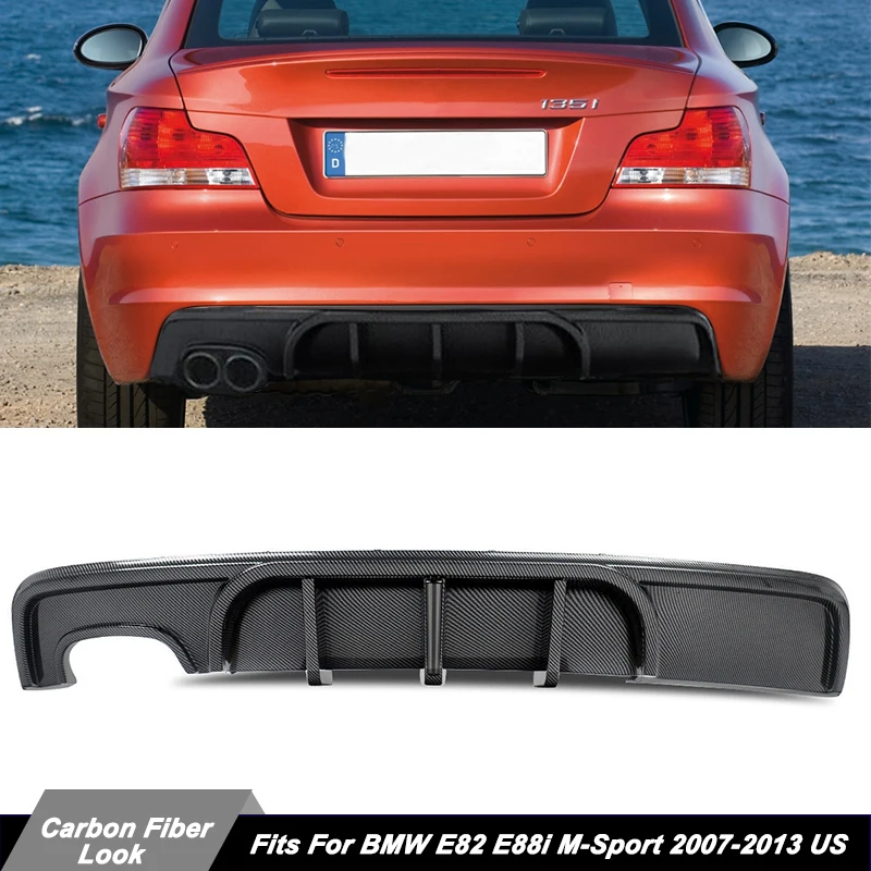 For BMW 1 Series E82 M Sport 2007-2013 Coupe Carbon Look Rear Diffuser Bumper Splitter w/LED CAR Accessories Rear Diffuser Lip