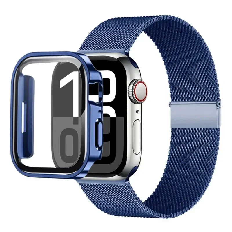 Milanese Loop Strap für Apple Watch Ultra 49 mm Band 44 mm 40 mm 41 45 mm Gold Silber Leopardenarmband + Hülle iWatch 9 8 7 6 5 4 3 SE – Detail 15