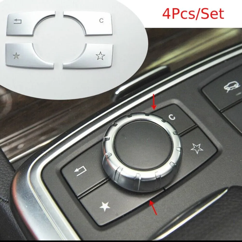 Accessory Multimedia Buttons Cover Plastic Silver ABS Car Decorative For Mercedes for benz ML GL W166 X166 2012-2015