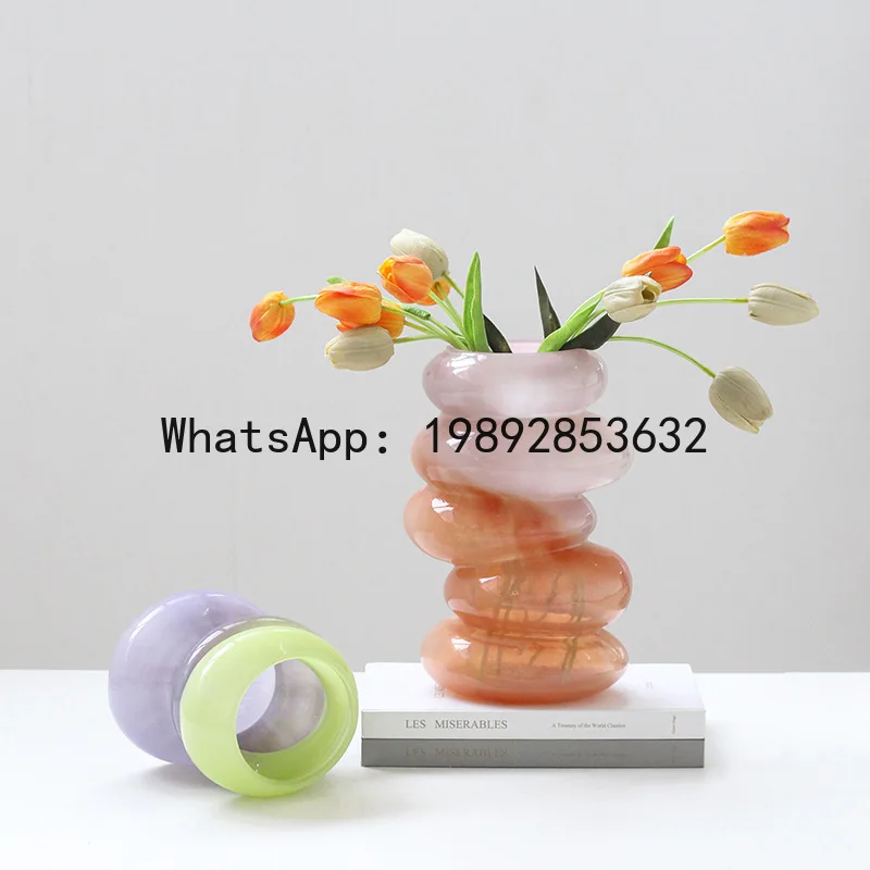 

X-21 Nordic ins style light luxury new candy color gradual change glass vase
