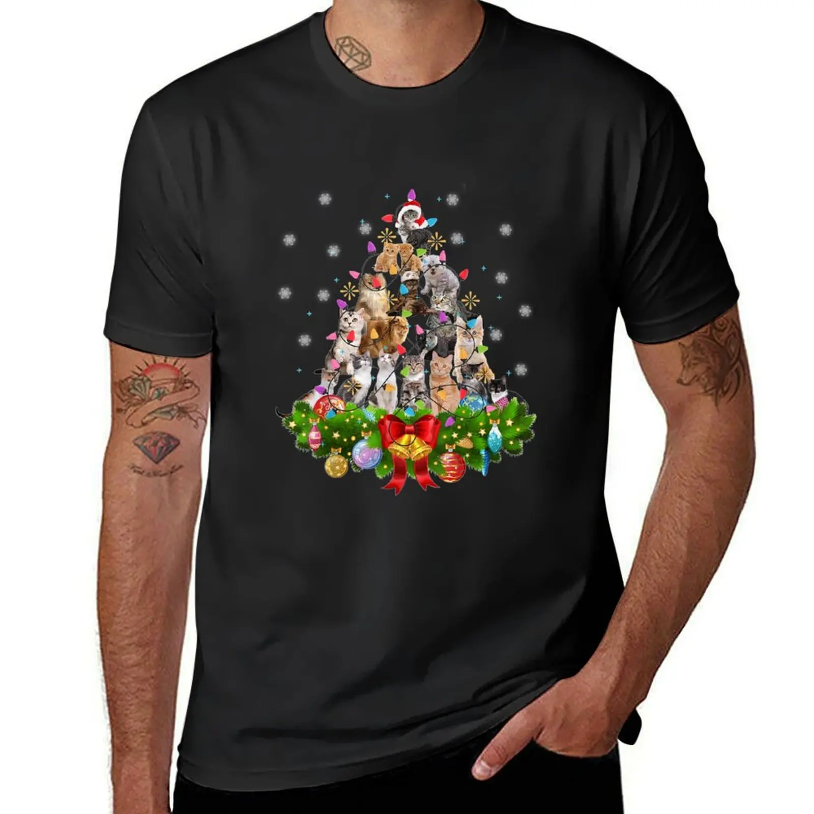 

Funny Cat Christmas Tree Xmas Gifts T-Shirt quick-drying quick drying hippie clothes mens t shirts