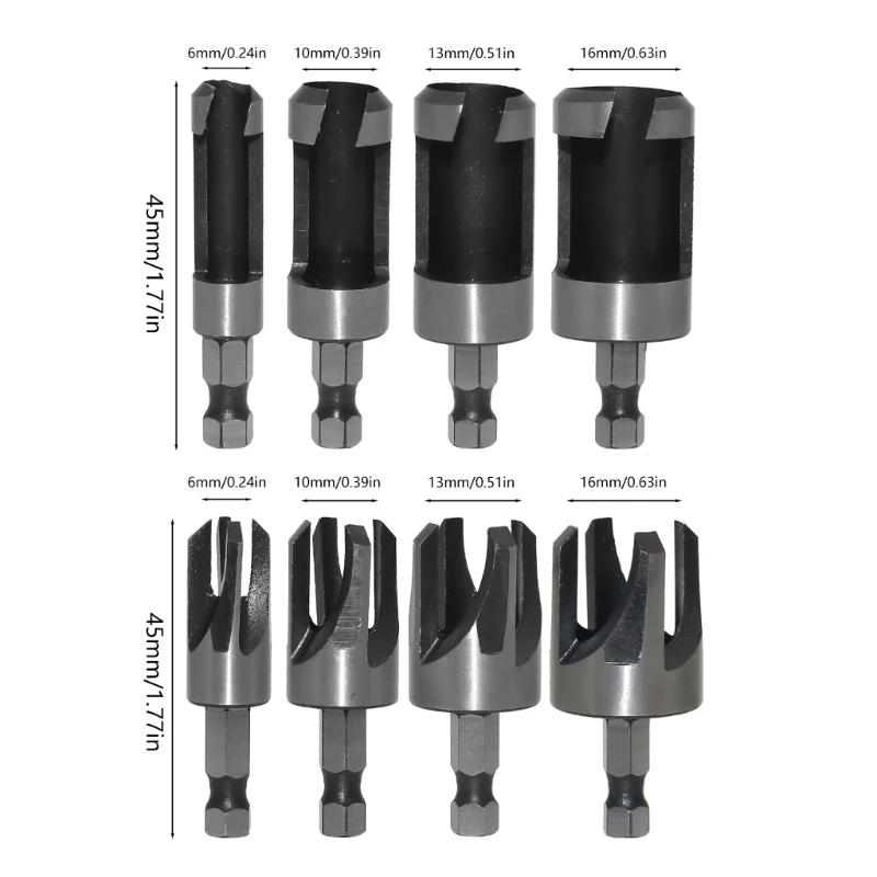 Cortadores enchufe para madera, juego cortadores enchufe madera, 6 mm, 10 mm, 13 mm, 16 mm, herramienta corte