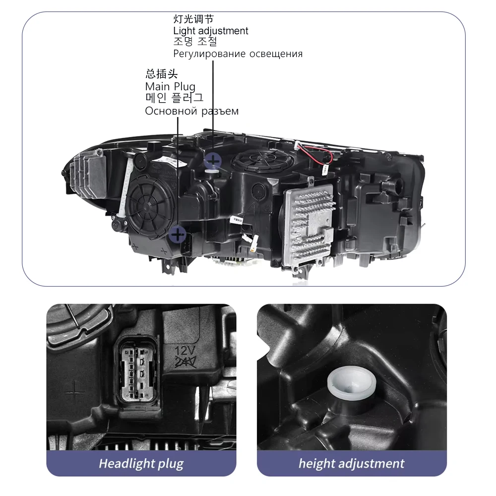 Front Headlight for BMW 5 Series G30 G38 525 530 535 540 2018-2020 LED Headlights Upgrade Modify Headlamp Assembly Plug and Play