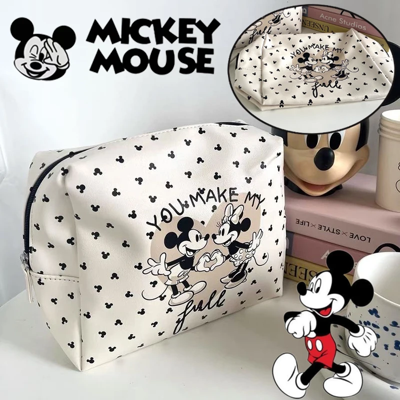 Disney Mickey Minnie Mouse Cosmetic Bag Cartoon Anime Girl Travel Portable Toiletries Large Capacity Clutch Bags Organiser Pouch