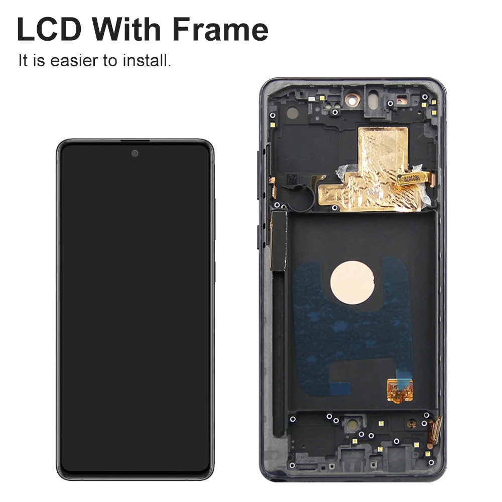 AMOLED LCD مع إطار لهاتف سامسونج جالاكسي نوت 10 لايت N770F N770F/DS شاشة LCD تعمل باللمس محول الأرقام لسامسونج نوت 10 لايت