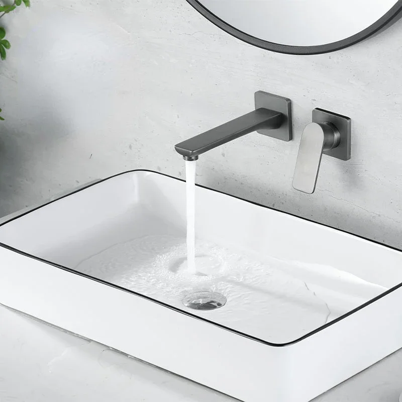 Gun Gray/Chrome/Matte Black Wall Mounted Hot and Cold Baisn Faucet Bathtub Tap Bathroom