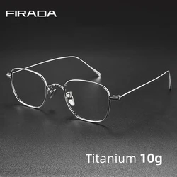 FIRADA Fashion Luxury Pure Titanium Eyewear Retro Comfortable Glasses Optical Prescription Eyeglasses Frame Men Women GWS199-C