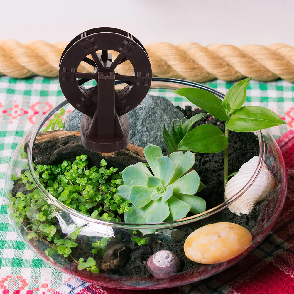 Plastic Water Wheel Stand Set voor Rotstuin DIY Landschapsarchitectuur Project Mini Fontein Decor Tuin Waterrad Model Kit Aquarium