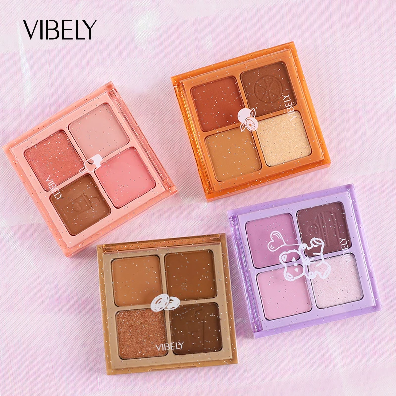 4 Colors Fashion Pressed Eyeshadow Palette Matte EyeShadow Naked Palette Glitter Eye Shadow Make Up Nude Makeup Set Cosmetics