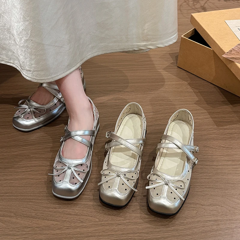 

Spring and Autumn Women's Square Closed Toe Bow Embellishment Wave Point Style Single Shoes Women Comfortable High Heel Shoes