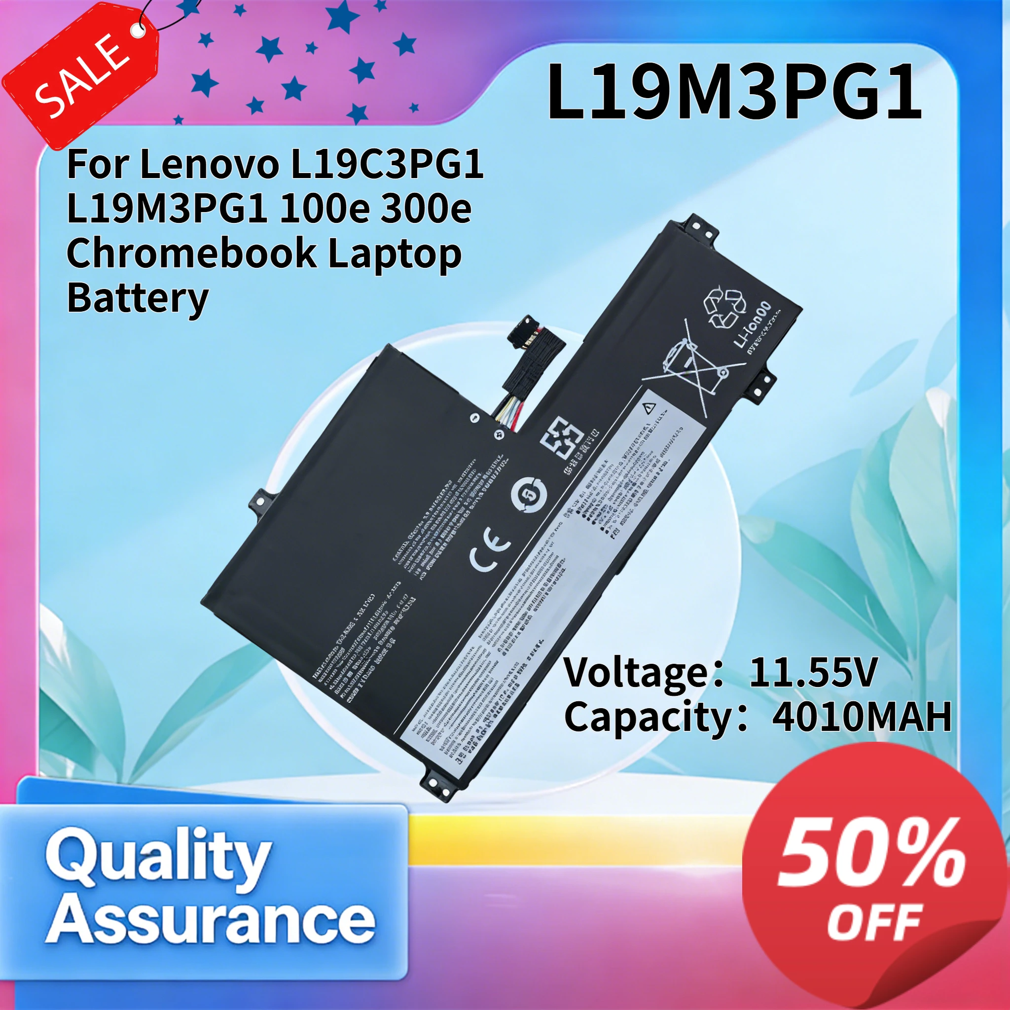 

High quality 4010MAH 11.55V For Lenovo L19C3PG1 L19M3PG1 100e 300e Chromebook Laptop Battery