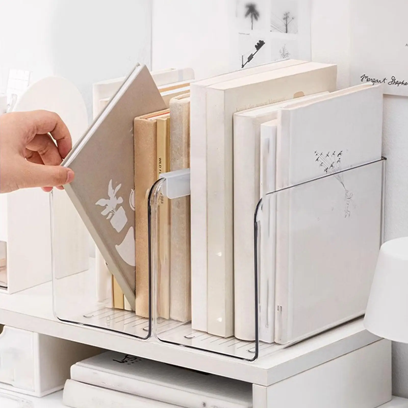 Clear Magazine Holder Vertical Mail Organizer Magazine Rack Desktop Book Storage for Envelope Paper Laptop Letter Office Desktop